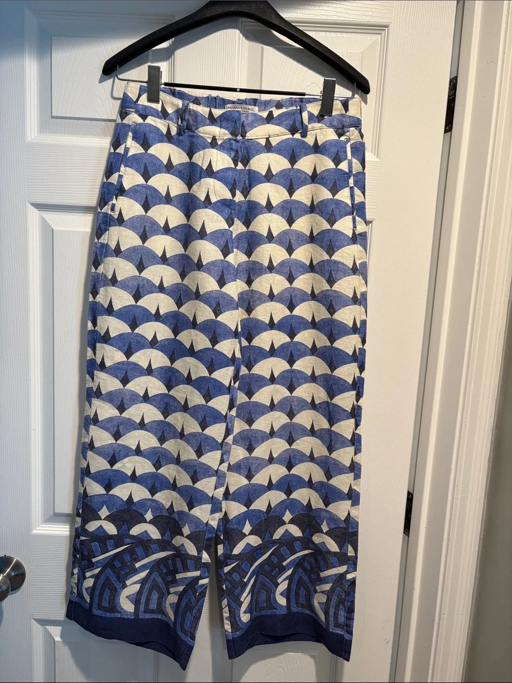 NWOT Banana Republic The Everyday Pant in Blue Geo Linen Sz S/P